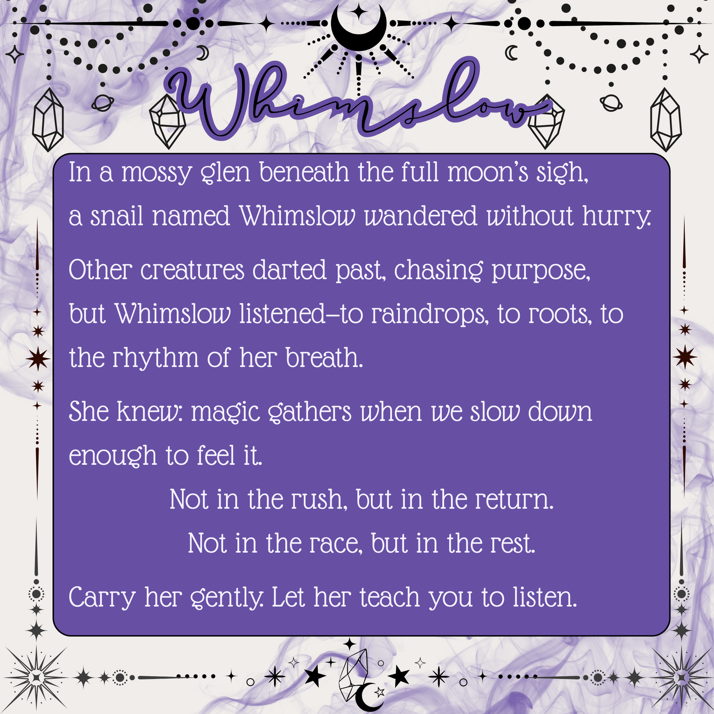 Familiar Fables - Whimslow the Snail